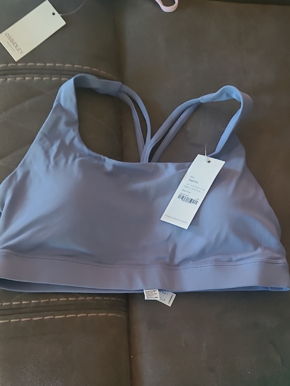 Blueish Grey  Double-Strap Sports Bra